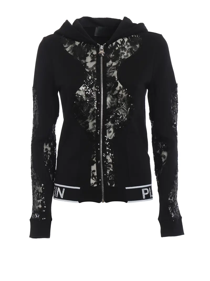 Felpa Akhya con tulle e paillettes Nero