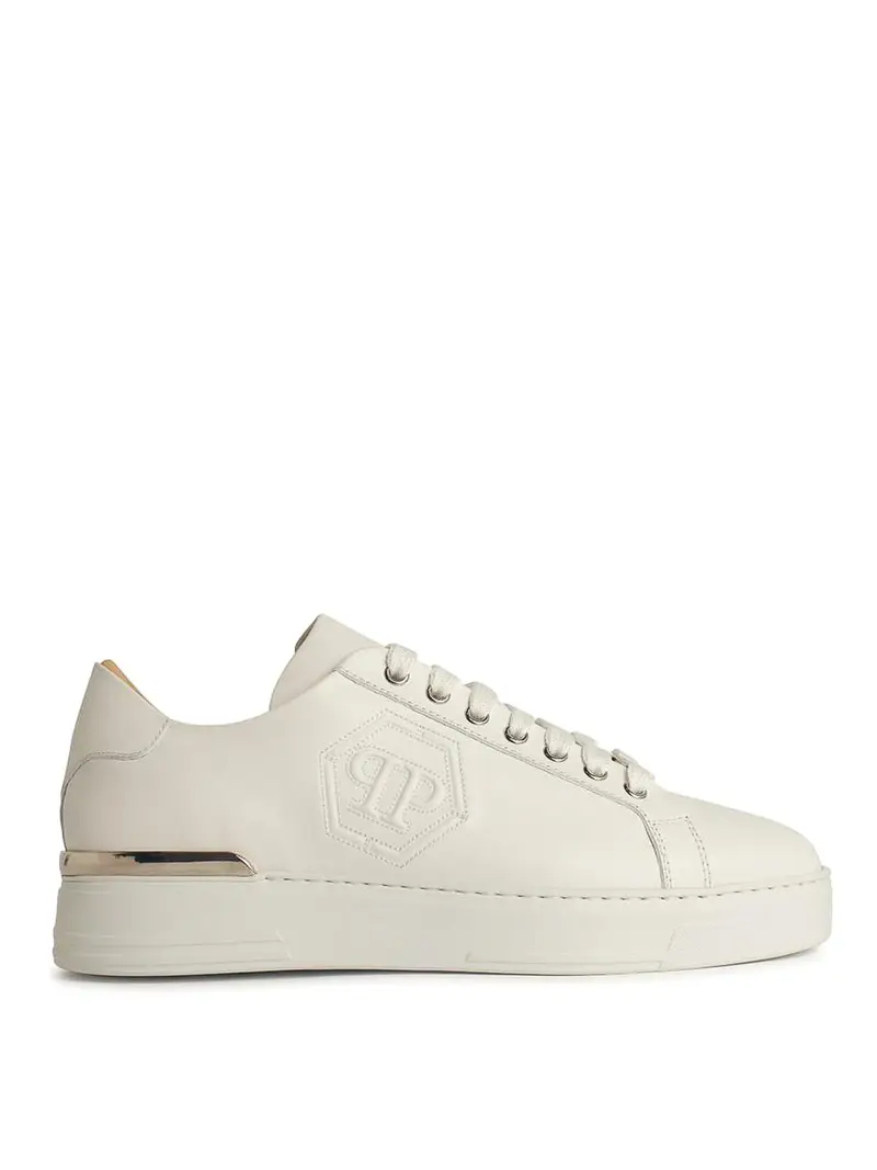 Sneaker in pelle bianca esagonale Bianco
