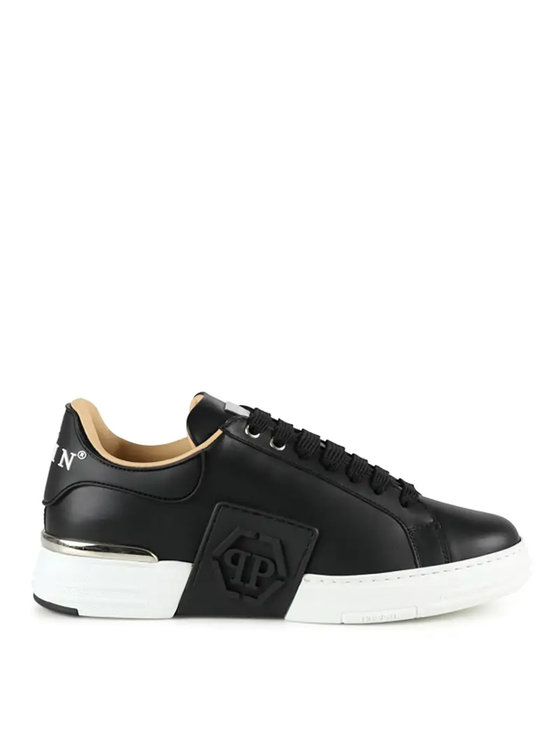 Sneaker in pelle con logo laterale Nero