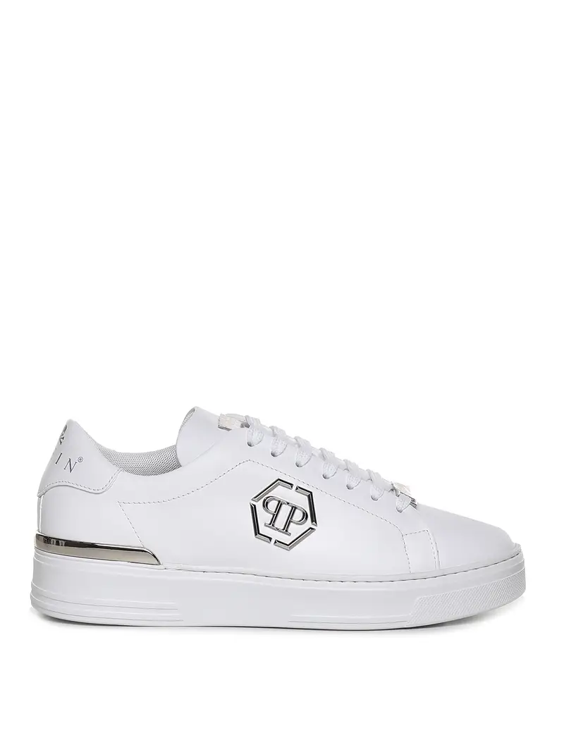 Sneakers in pelle con logo Bianco