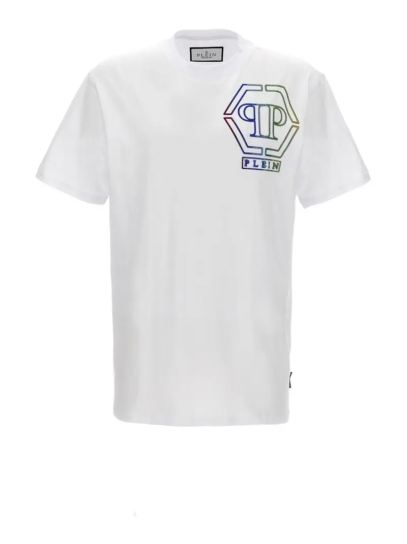 T-shirt con logo strass Bianco