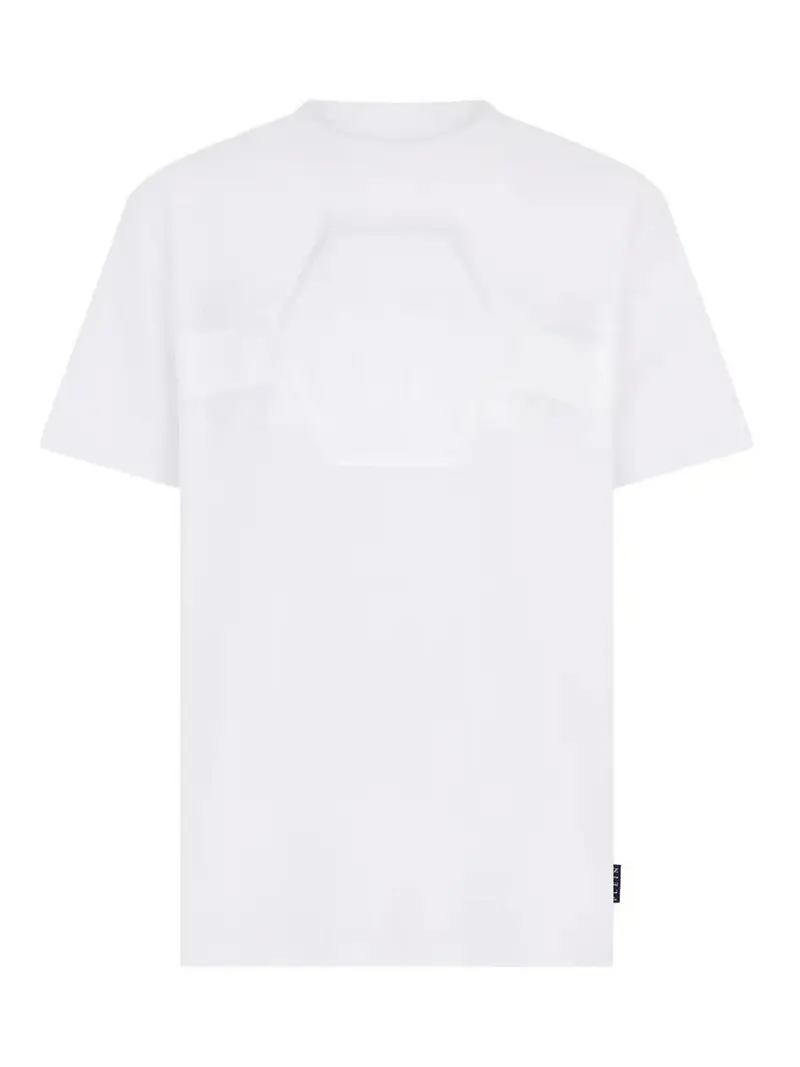 T-Shirt Girocollo Jacquard Linea Esagono Bianco