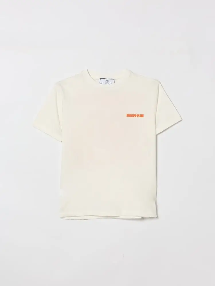 t-shirt kids/junior in cotone bianco con stampa logo posteriore