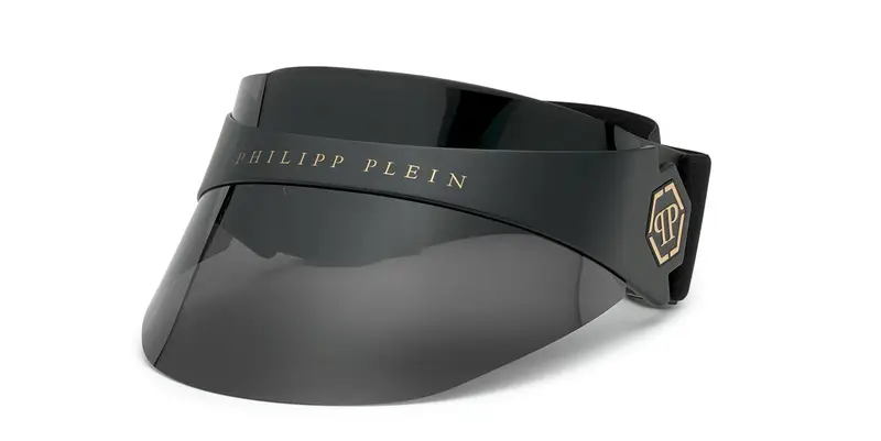 Philipp Plein Unisex SPP033S PLEIN F.I.T. FUTURE IS TODAY VISIERA-K 0U28 Occhiali da sole Iniettato Nero Grigio Visiera Polarizzata