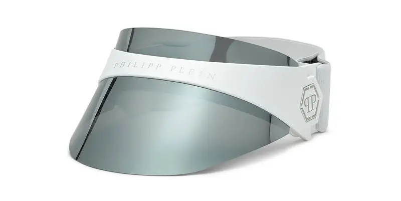 Philipp Plein Unisex SPP033S PLEIN F.I.T. FUTURE IS TODAY VISIERA-K 5WWX Occhiali da sole Iniettato Bianco Grigio Visiera Normale Specchiato