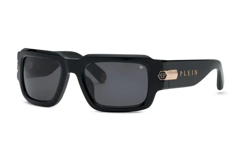 Uomo Philipp Plein SPP182M PLEIN EMPIRE 700 Occhiali da sole Acetato Nero Fumo Squadrata Normale