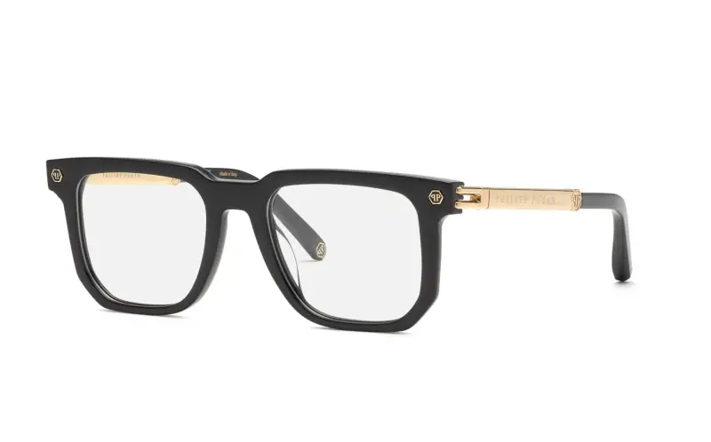 Philipp Plein Montature da vista Uomo Acetato Nero Squadrata