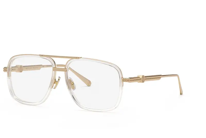 Philipp Plein Uomo VPP063M PLEIN ROCK SUPERHERO  302 Montature da vista Metallo Oro  Squadrata