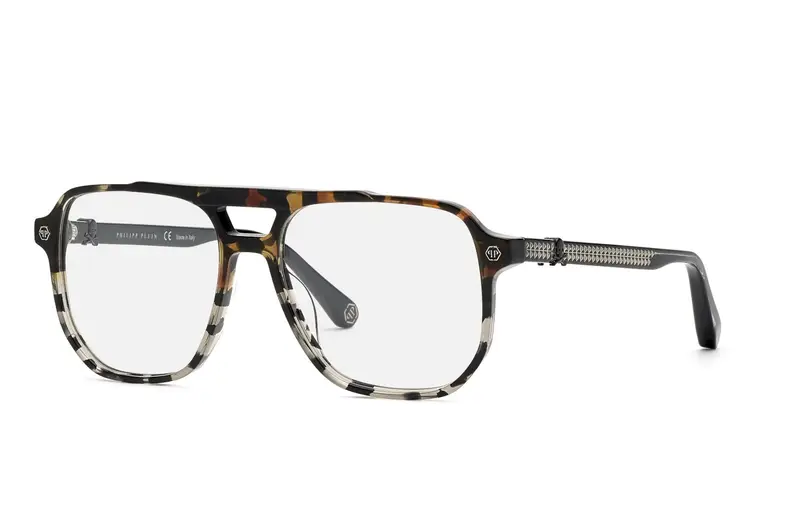 Philipp Plein Uomo VPP084V PLEIN STUD  03KA Montature da vista Acetato Havana  Squadrata