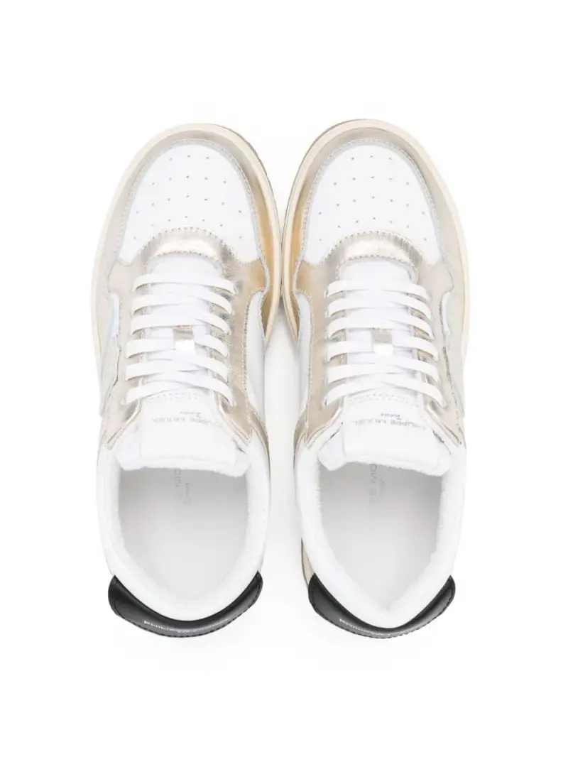 Sneakers bianco/oro finitura laminata miniatura 3