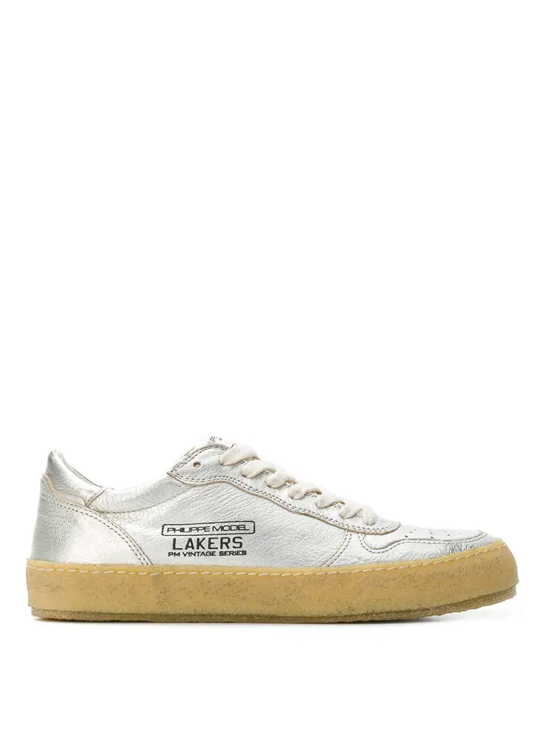 Sneaker Lakers Vintage in pelle argentata Argento