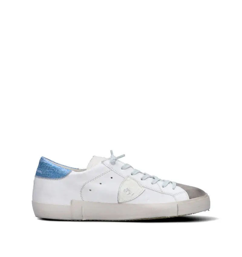 Sneaker uomo bianca/azzurra in pelle Vario