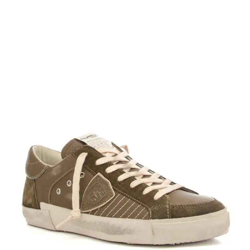 sneakers da uomo prsx low con inserti in suede verde militare miniatura 2