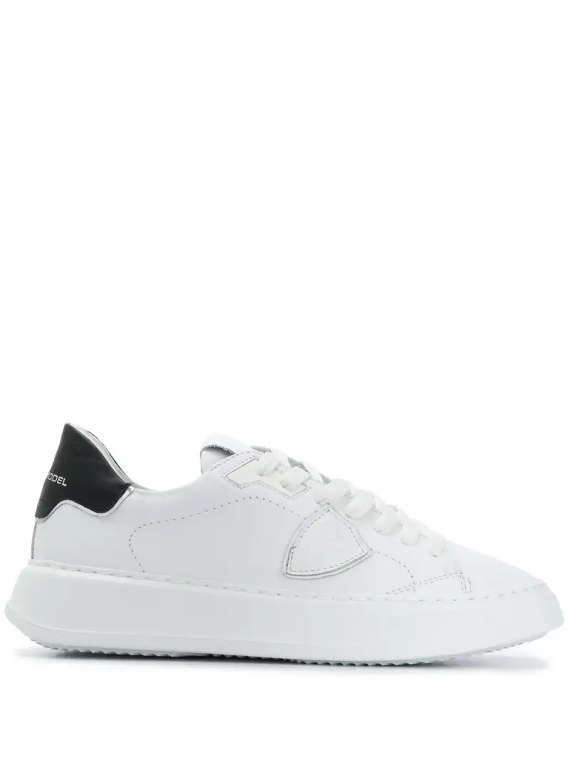 Sneakers in pelle con applicazione Bianca