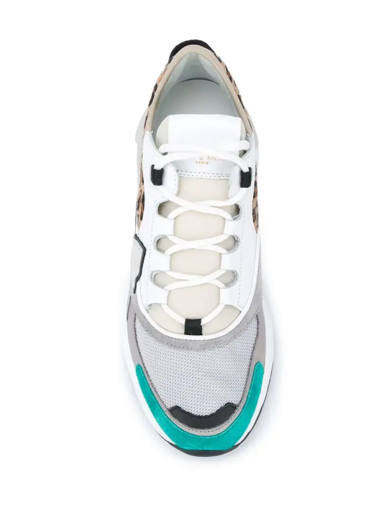 Sneakers runner bianca con fantasia animalier Bianco miniatura 2