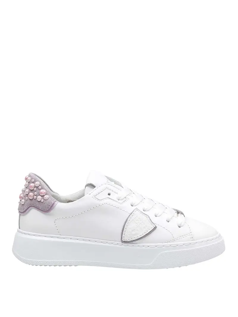 Sneakers Temple Con Pietre Applicate Bianco