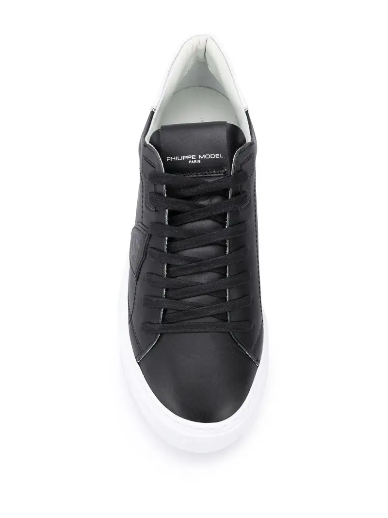 Sneakers Temple Veau in pelle con tallone a contrasto Nero bianco miniatura 2