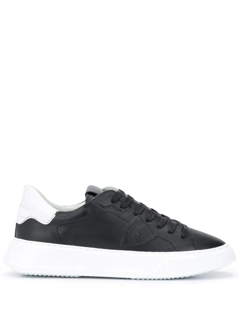 Sneakers Temple Veau in pelle con tallone a contrasto Nero bianco