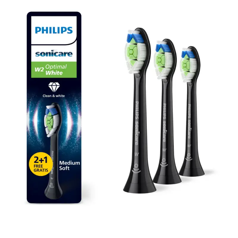 Sonicare Testine Spazzolino Da Denti Nero Optimal bianco W2 HX6063/88 x2+1