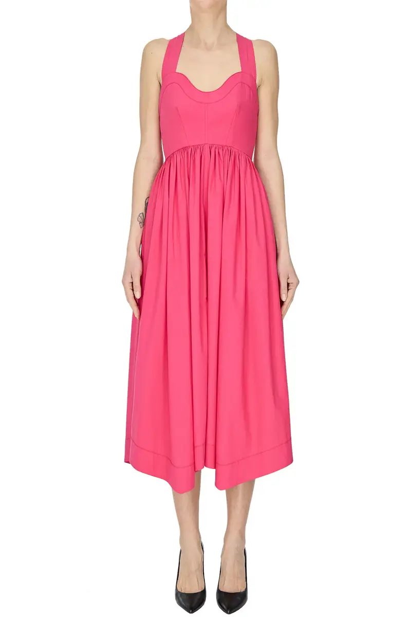 Abito midi in cotone Fucsia
