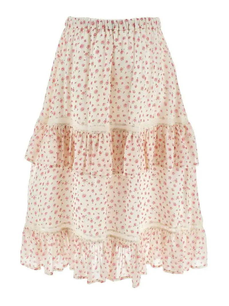 Gonna A Fiori Color Carne E Neutri