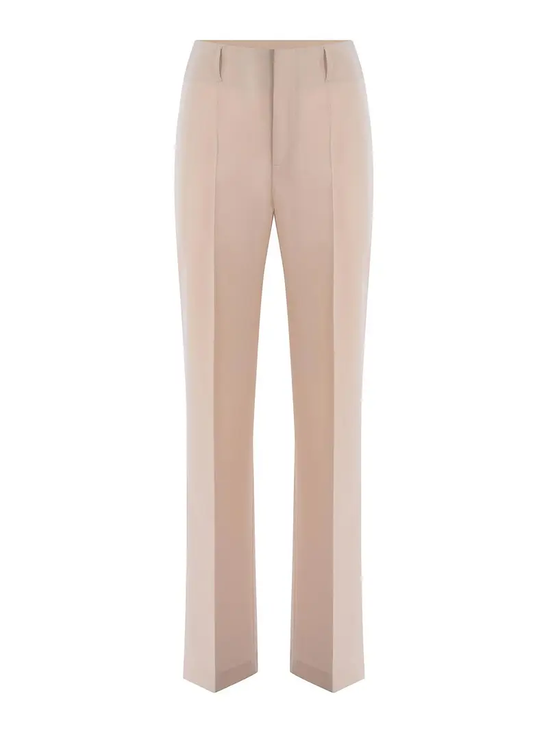 Pantaloni in tela di lana leggera Rosa Chiaro