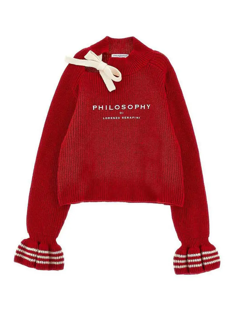 Pull Con Polsini Arricciati Rosso