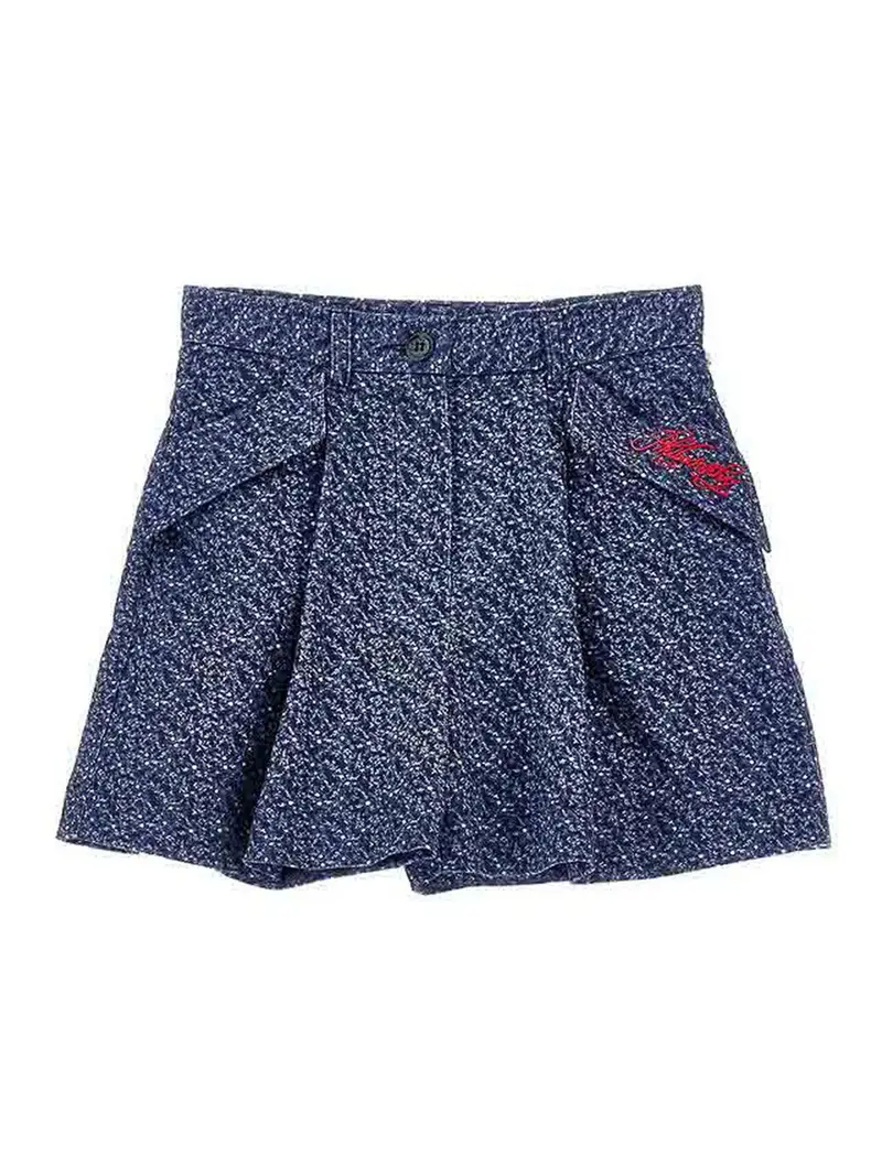 Shorts Con Logo Ricamato Blu