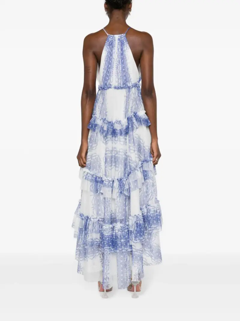 Abito lungo blu in tulle Bianco miniatura 2