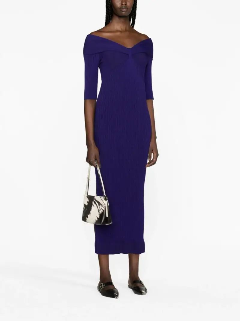 Abito viola scollo a barca miniatura 2