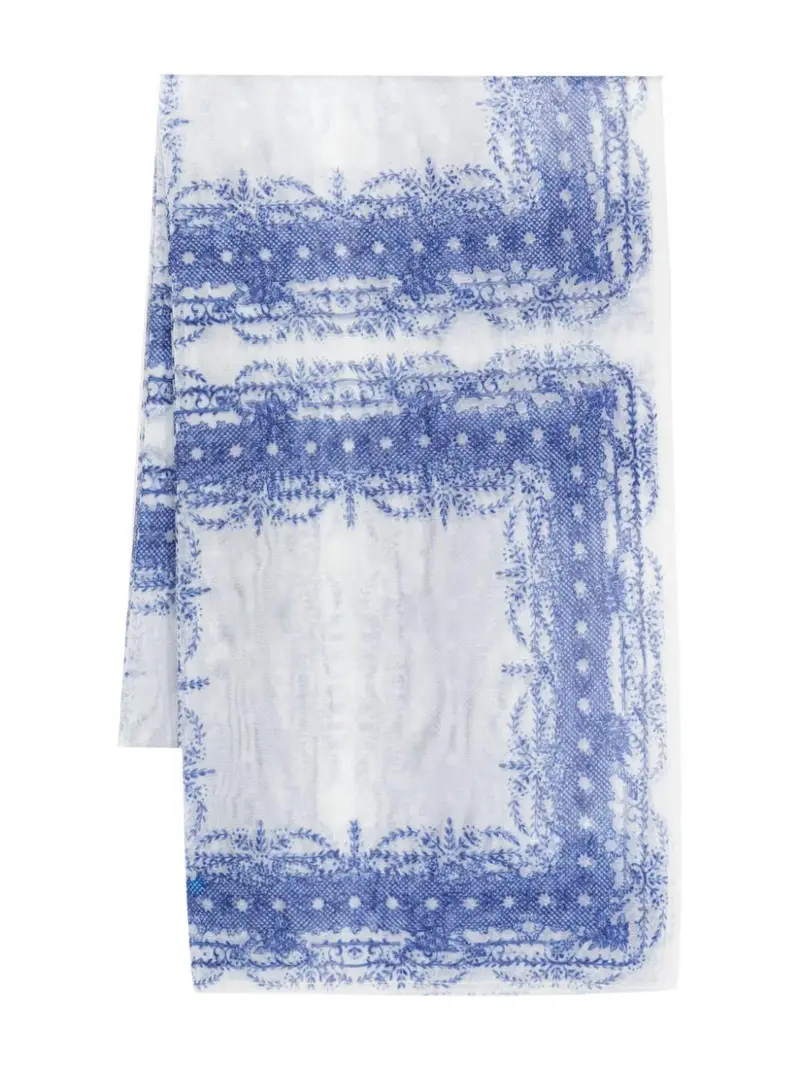 Foulard blu in tulle Bianco