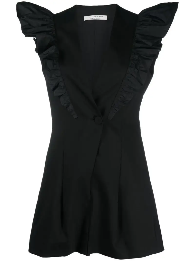 Tuta mini con ruches Nero