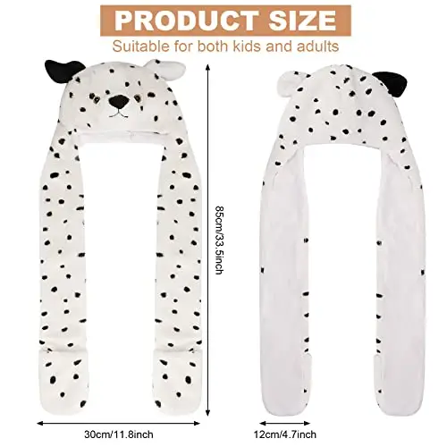 PHOGARY Cappello con cappuccio Sciarpa e guanti Set, 3 In 1 Cappello Sciarpa e guanti Set 85 cm lungo Faux Fur Cartoon miniatura 3