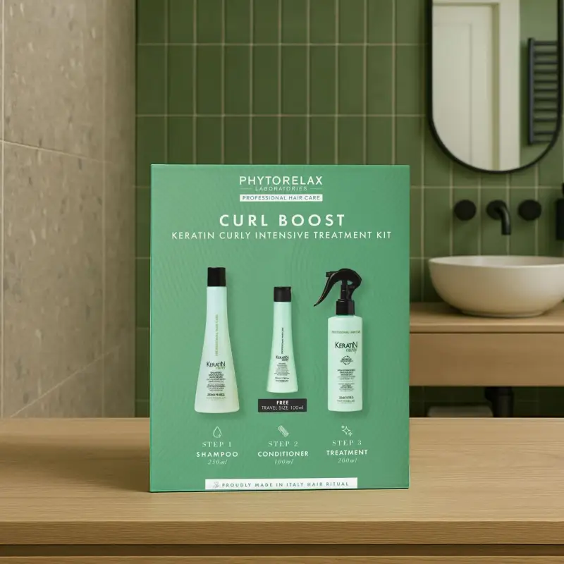 Keratin Curly Keratin Curly Intensive Treatment KIT - Shampoo capelli ricci, Capelli ricci, Cofanetto per capelli miniatura 2