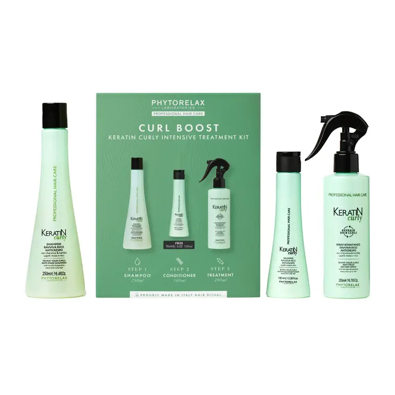Keratin Curly Keratin Curly Intensive Treatment KIT - Shampoo capelli ricci,Capelli ricci,Cofanetto per capelli
