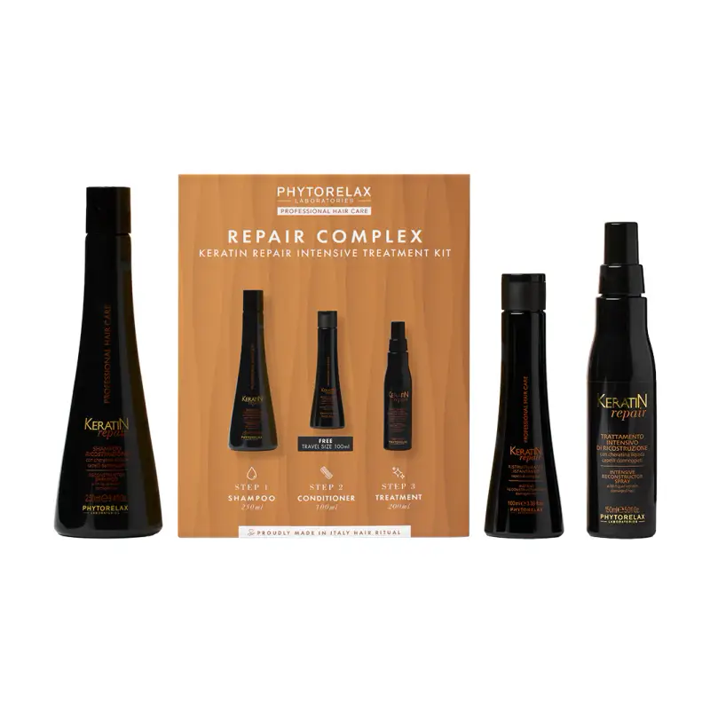 Keratin Repair Keratin Repair Intensive Treatment KIT - Shampoo riparatore,Capelli danneggiati,Cofanetto per capelli