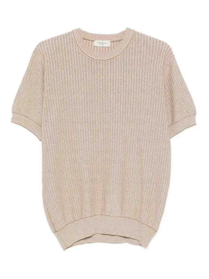 Maglione girocollo a maniche corte Beige Chiaro