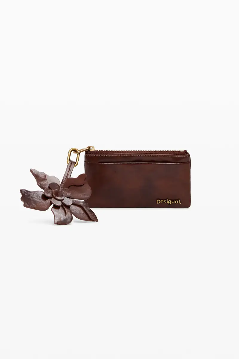 Piccolo portafoglio brillante con fiore