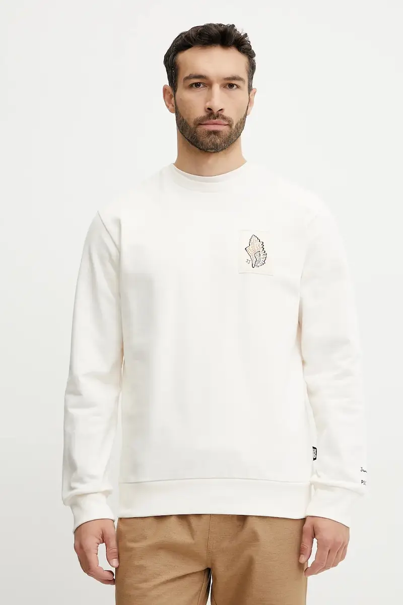 felpa in cotone Jean Julien colore beige con applicazione MSW0501