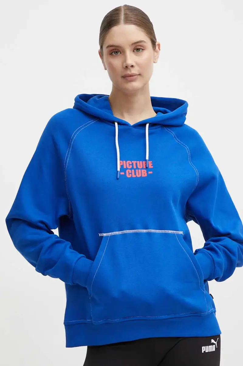 felpa in cotone Kuray donna colore blu con cappuccio WSW334 miniatura 3