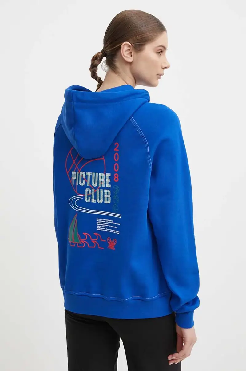 felpa in cotone Kuray donna colore blu con cappuccio WSW334