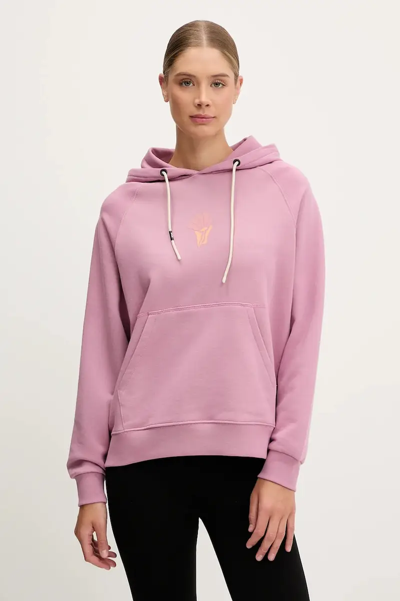 felpa in cotone Quenar donna colore rosa con cappuccio WSW0362