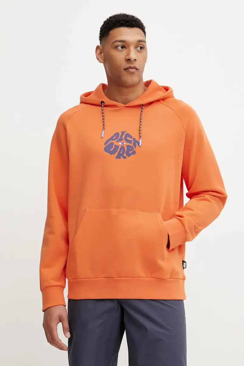 felpa in cotone Thru Eye colore arancione con cappuccio MSW0467