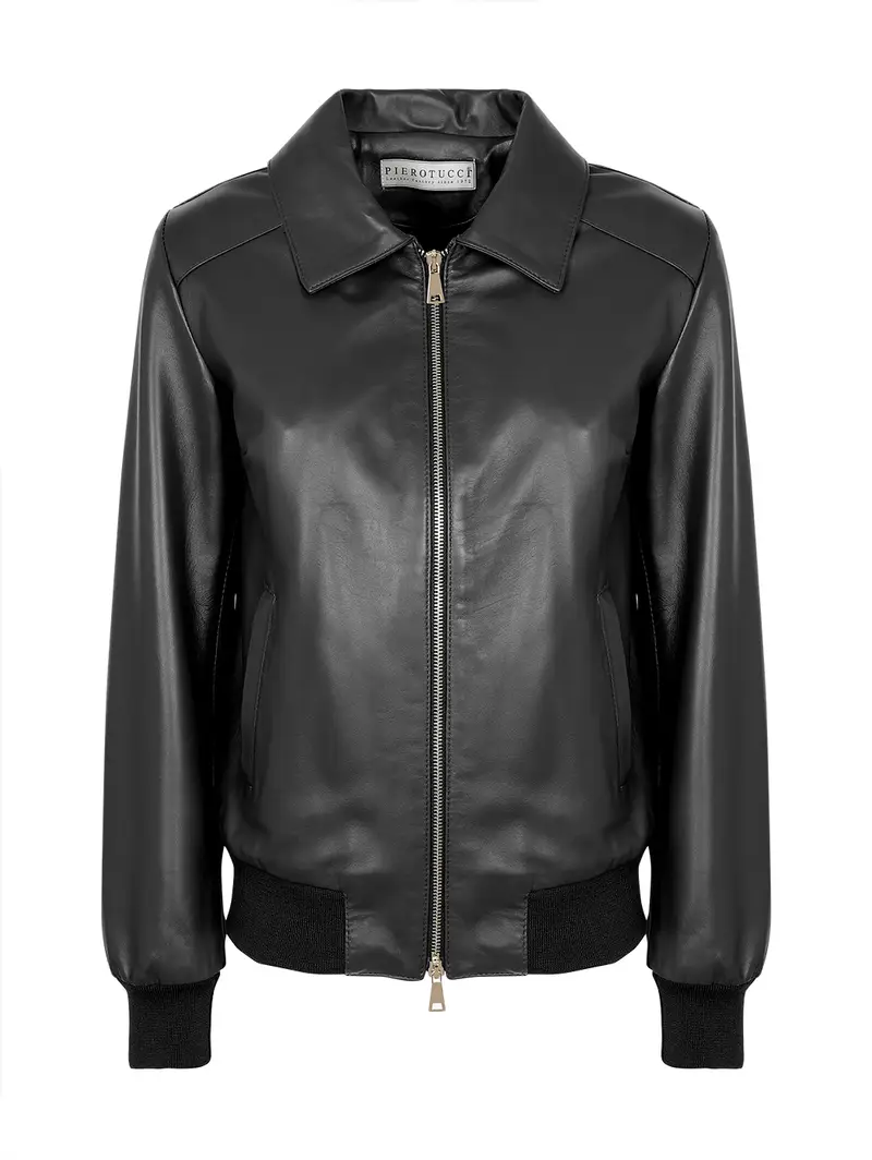Bomber In Pelle Da Donna - Nero Eu