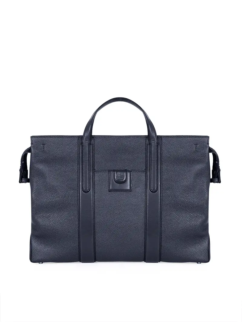 Borsa Da Lavoro In Pelle Cuoio Blu