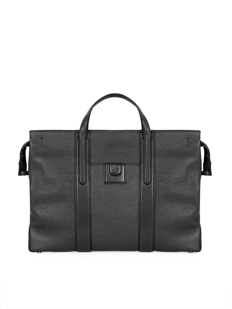 Borsa Da Lavoro In Pelle Cuoio Nero