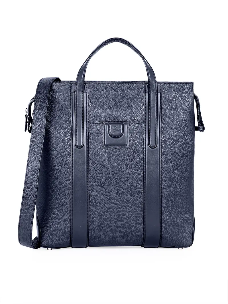 Borsa Da Lavoro Porta Computer In Pelle Blu