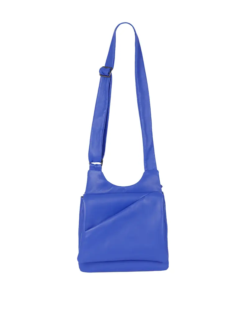 Borsa In Pelle Con Pattina Asimmetrica Blu