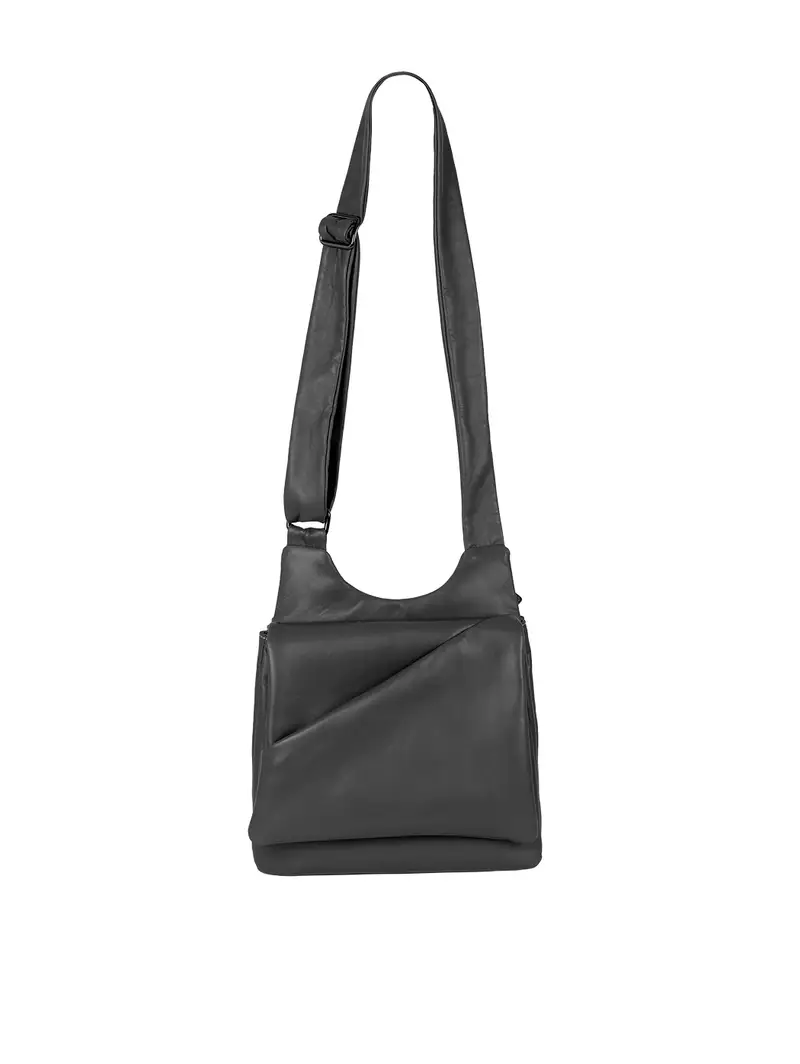 Borsa In Pelle Con Pattina Asimmetrica Nera Nero