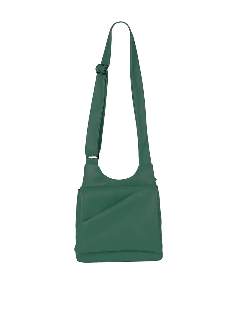 Borsa In Pelle Con Pattina Asimmetrica Verde